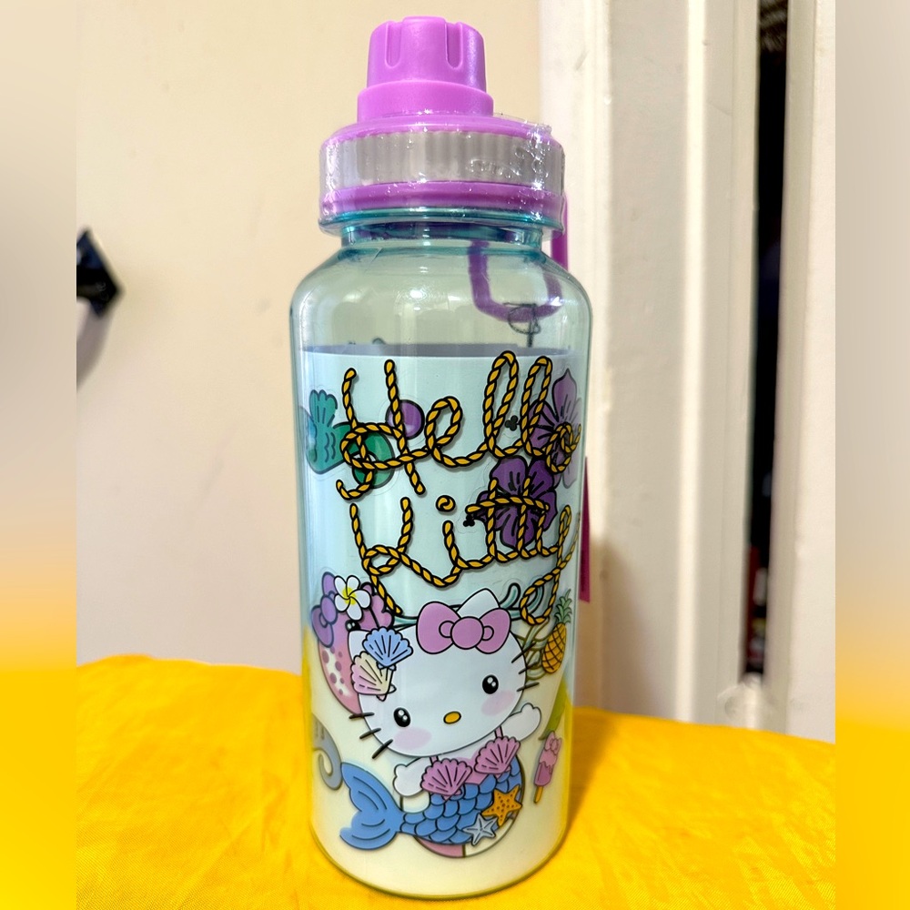 Sanrio Hello Kitty Mermaid Twist Spout Water Bottle and Sticker Set | 32 oz
